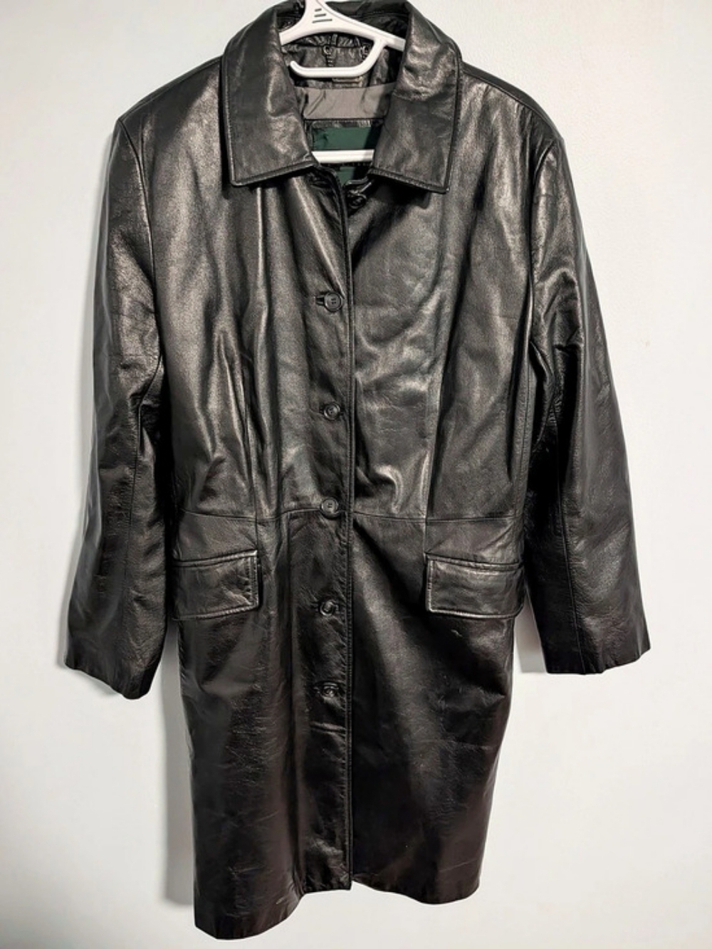 Canada Black Leather Coat Size 12-14